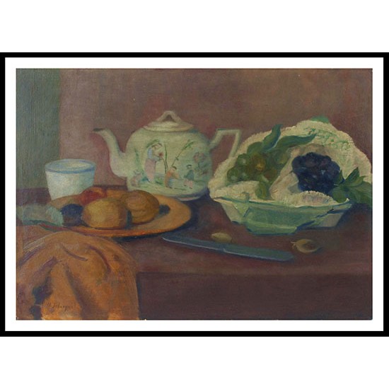 Still Life with Teapot and Fruit, A New Print Of an Henri  Labasque Painting