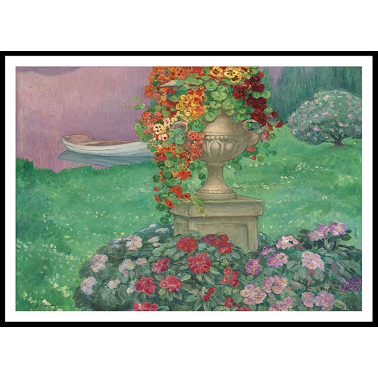 Stoned Vase with Flowers in the Garden 1922, A New Print Of an Henri  Labasque Painting