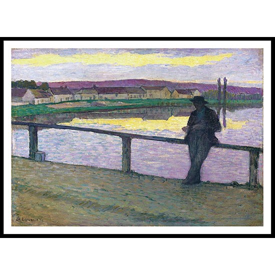 Sunset on Pont Aven Young Man in front of the Sea 1894, A New Print Of an Henri  Labasque Painting