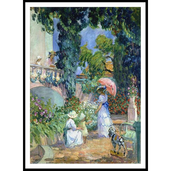 Terrace in the Garden, A New Print Of an Henri  Labasque Painting