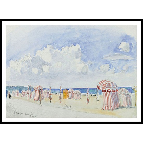 The Beach of Deauville in the Morning, A New Print Of an Henri  Labasque Painting