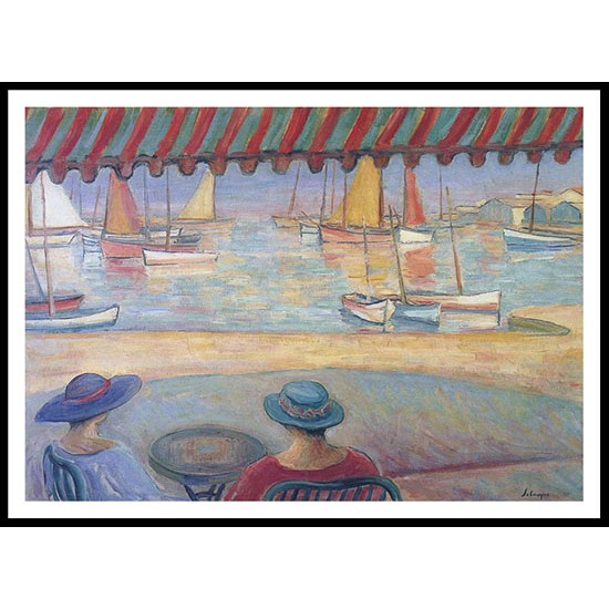 The Cafe on the Terrace at Isle of Yeu, A New Print Of an Henri  Labasque Painting