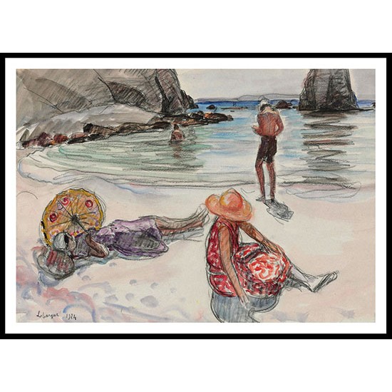 The Isle of Crozon the Beach of Portzic 1924, A New Print Of an Henri  Labasque Painting