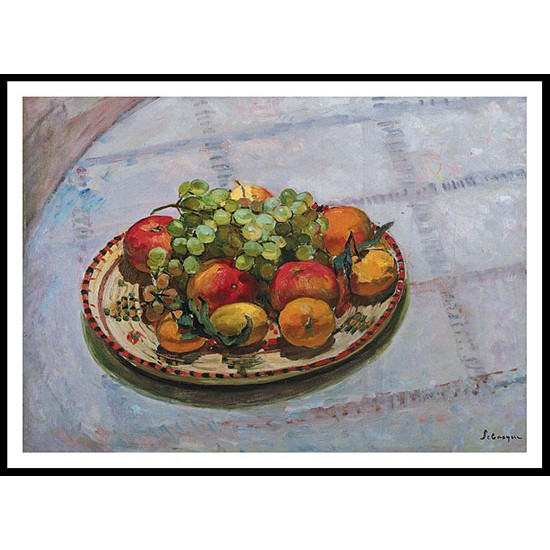 The Plate with Apples and Grapes 1925, A New Print Of an Henri  Labasque Painting