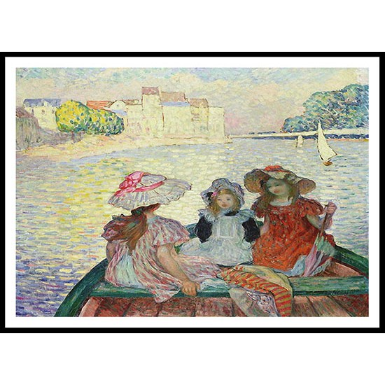 Three Girls in a Boat, A New Print Of an Henri  Labasque Painting