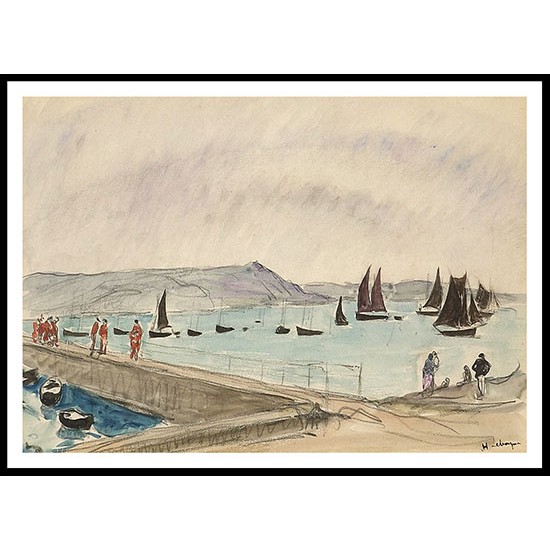 Two Boats at Saint Tropez , A New Print Of an Henri  Labasque Painting