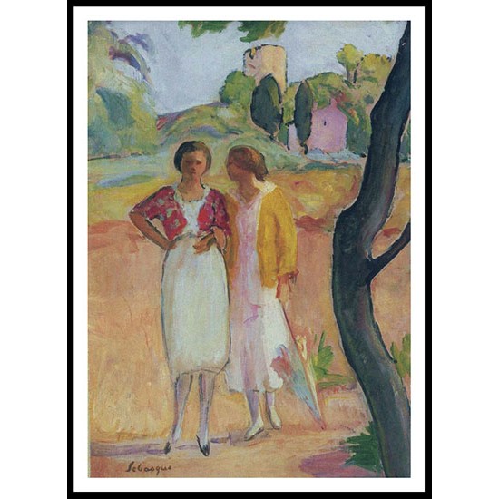 Two Ladies on a Stroll 1920, A New Print Of an Henri  Labasque Painting