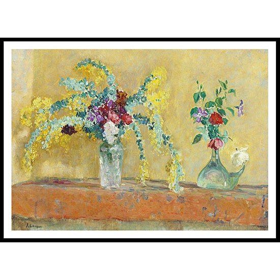 Two Vases of Flowers, A New Print Of an Henri  Labasque Painting