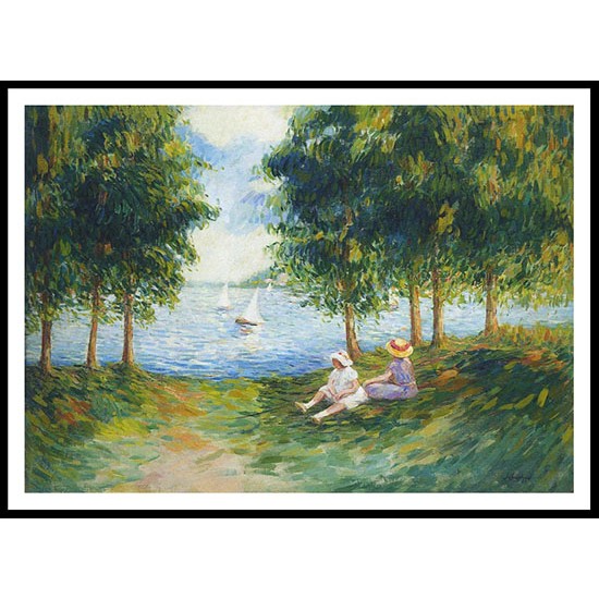 Two Young Girls by the River Eau, A New Print Of an Henri  Labasque Painting