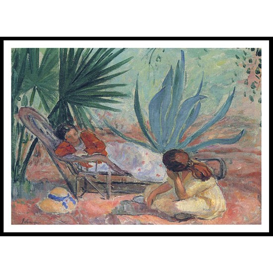 Two Young Women Resting in the Garden, A New Print Of an Henri  Labasque Painting