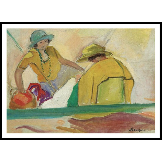 Two Young Women on the Beach 1920 22, A New Print Of an Henri  Labasque Painting