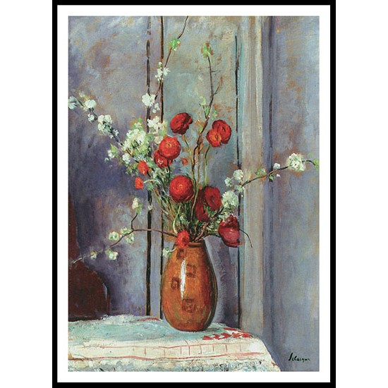 Vase with Poppies and Apple Blossoms, A New Print Of an Henri  Labasque Painting