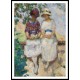 Vezillon Two Girls Seated on the Wall 1913, A New Print Of an Henri  Labasque Painting