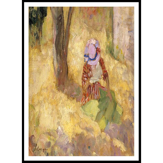 Woman Reading in the Garden, A New Print Of an Henri  Labasque Painting