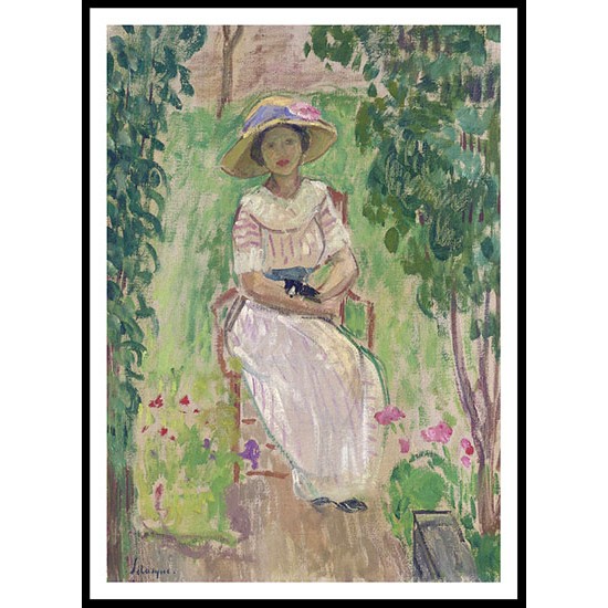 Woman Seated in the Garden, A New Print Of an Henri  Labasque Painting