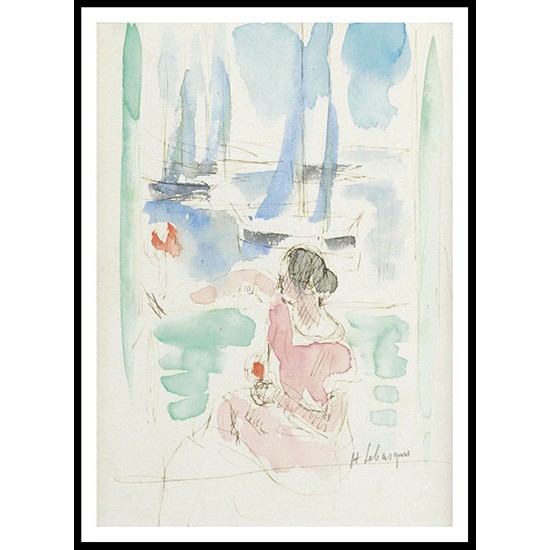 Woman Sitting in front of a Window, A New Print Of an Henri  Labasque Painting