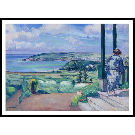 Woman in Blue Peignoir at the Villa at Morgat 1922, A New Print Of an Henri  Labasque Painting