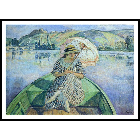 Woman in a Boat with an Umbrella 1915, A New Print Of an Henri  Labasque Painting