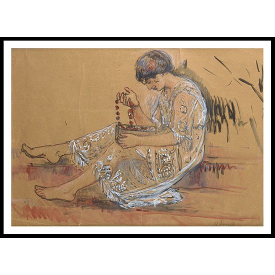 Woman with Necklace 1917, A New Print Of an Henri  Labasque Painting