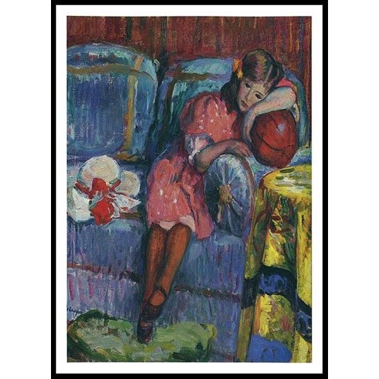 Young Girl and the Red Balloon 1910, A New Print Of an Henri  Labasque Painting