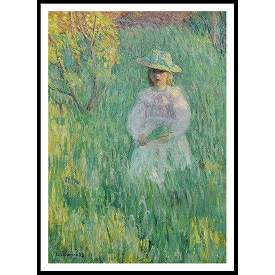 Young Girl on the Meadow 1898, A New Print Of an Henri  Labasque Painting