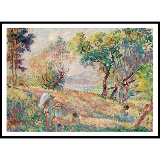 Young Girls Landscape near St. Tropez 1906 07, A New Print Of an Henri  Labasque Painting