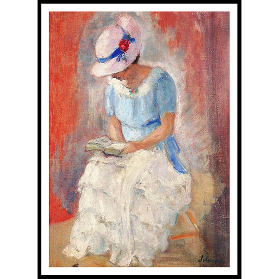 Young Woman Reading 02, A New Print Of an Henri  Labasque Painting