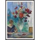 Young Woman Reading near the Vase of Flowers 1915, A New Print Of an Henri  Labasque Painting