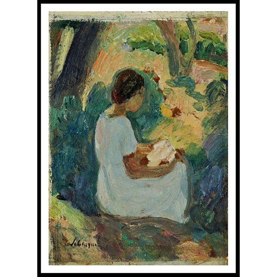 Young Woman Reading under the Tree, A New Print Of an Henri  Labasque Painting