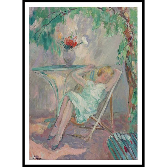 Young Woman Seated in the Garden, A New Print Of an Henri  Labasque Painting