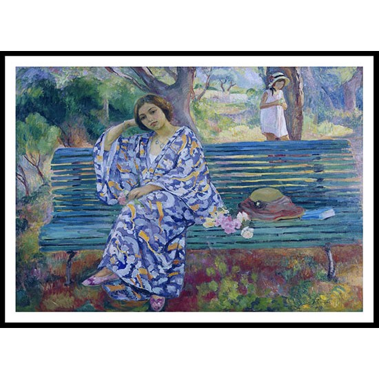 Young Woman Seated on a Bench 1911, A New Print Of an Henri  Labasque Painting