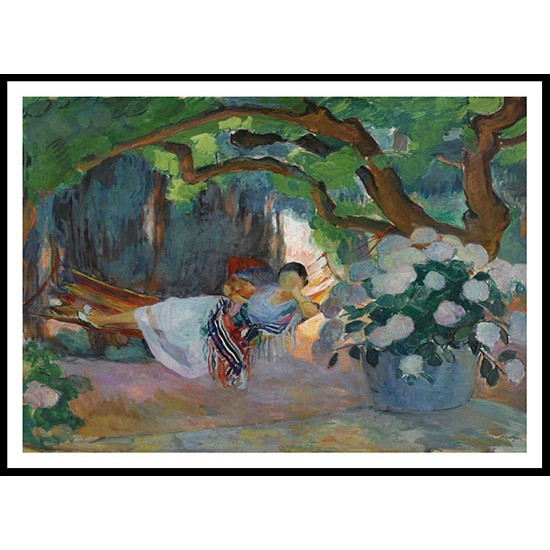 Young Woman at Hammock 1923, A New Print Of an Henri  Labasque Painting