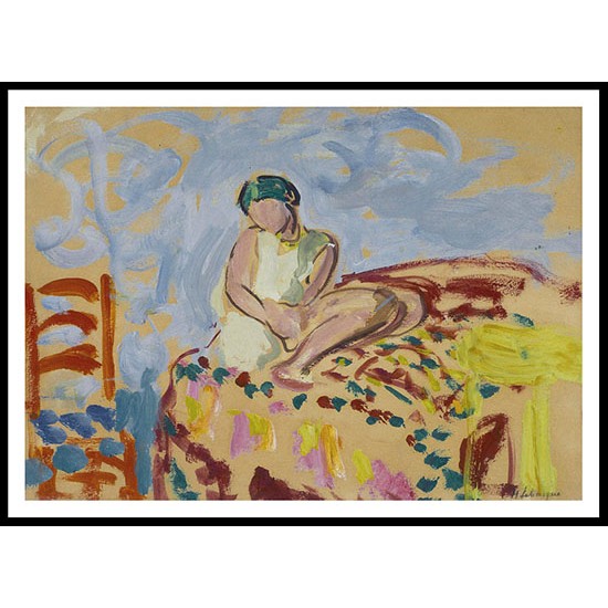 Young Woman in a Green Turban Seated on the Sofa 1920 23, A New Print Of an Henri  Labasque Painting