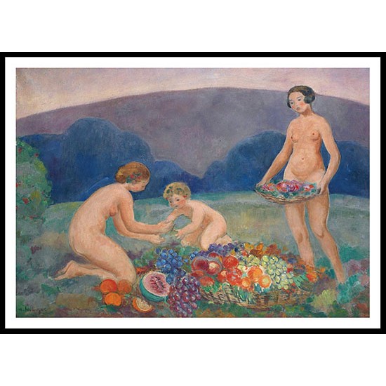 Young Women and Child among the Fruit 1912, A New Print Of an Henri  Labasque Painting