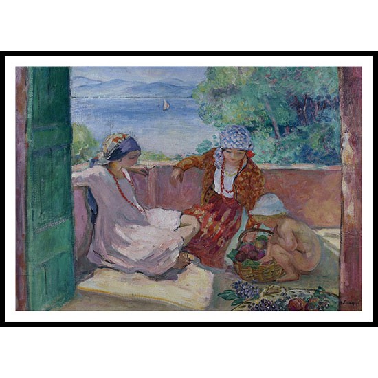 Young Women and Child on the Terrace at Saint Maxime Children of Lebasque 1914, A New Print Of an Henri  Labasque Painting