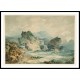 A Bay on a Rocky Coast with a Man Running 1792 93, A New Print Of a J. M. W Turner Painting