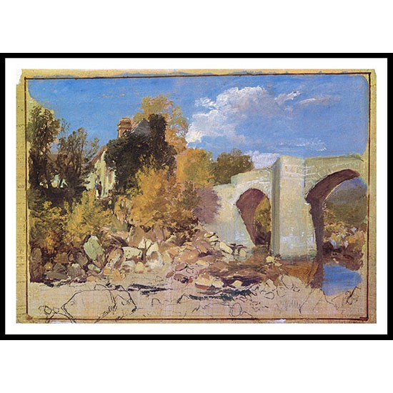 A Bridge with a Cottage and Trees beyond 1813, A New Print Of a J. M. W Turner Painting