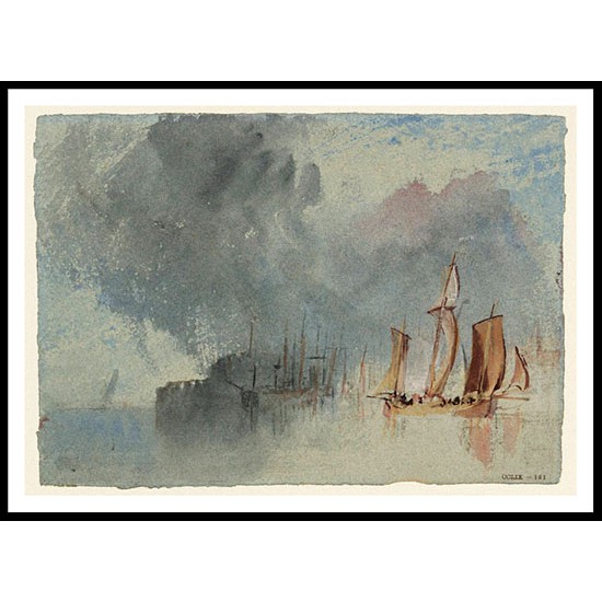 A Chasse Marree and Other Vessels under a Cloudy Sky 1826 28, A New Print Of a J. M. W Turner Painting