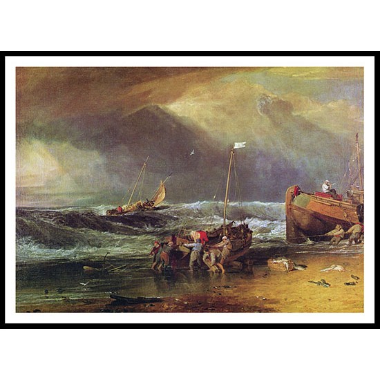 A Coast Scene with Fishermen Hauling a Boat Ashore 1803, A New Print Of a J. M. W Turner Painting