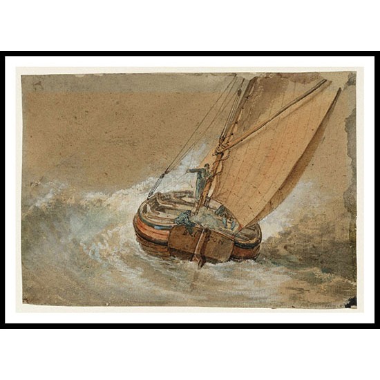 A Fishing Boat in a Rough Sea Seen from Behind 1796 97, A New Print Of a J. M. W Turner Painting