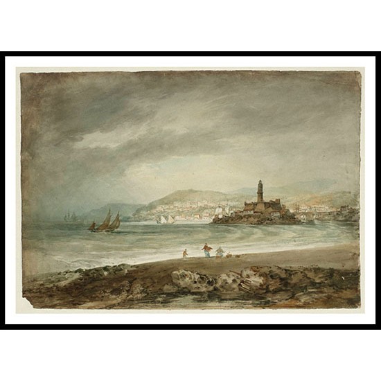 A Mediterranean Sea Port with a Lighthouse 1796, A New Print Of a J. M. W Turner Painting