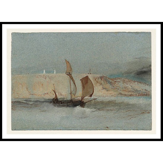 A Ship Under Sail below the Light Towers of la Heve 1832, A New Print Of a J. M. W Turner Painting