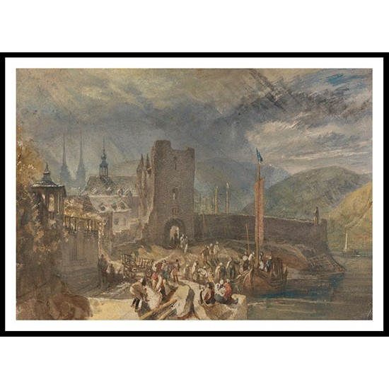 A View of Boppart with Figures on the River Bank 1819, A New Print Of a J. M. W Turner Painting