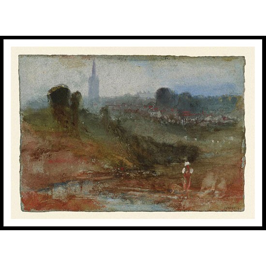 A View of Petworth Church with the Chimneys of Petworth House to the Right of the Spire 1827, A New Print Of a J. M. W Turner Painting