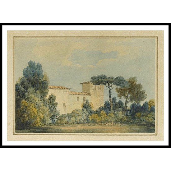 Arno A Villa Among Trees and Bushes, A New Print Of a J. M. W Turner Painting