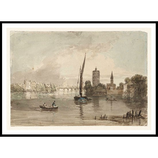 Battersea Church and Bridge with Chelsea Beyond 1797, A New Print Of a J. M. W Turner Painting