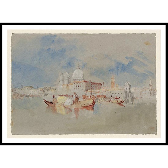 Boats in Front of the Dogana and Santa Maria della Salute 1840, A New Print Of a J. M. W Turner Painting