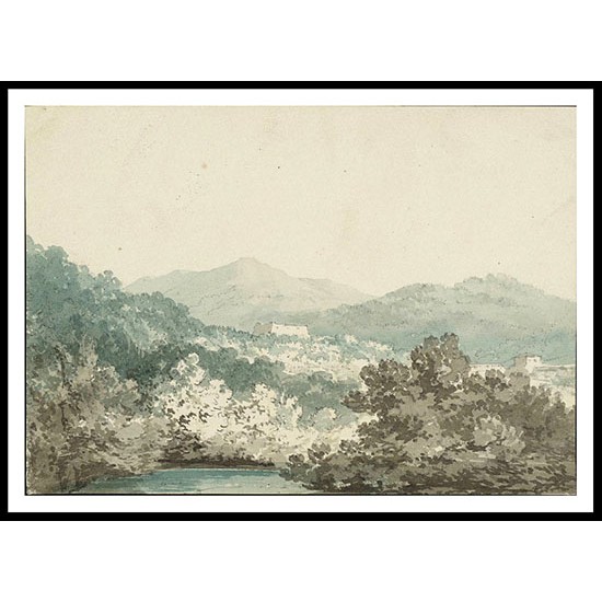 Buildings among Wooded Hills a Lake in the Foreground and a Mountain in the Distance 1795 97, A New Print Of a J. M. W Turner Painting