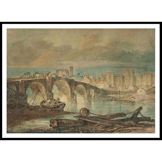 Cardiff Bridge and Castle 1795 96, A New Print Of a J. M. W Turner Painting