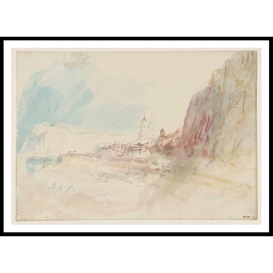 Cliffs on Coast with a Tower 1845, A New Print Of a J. M. W Turner Painting